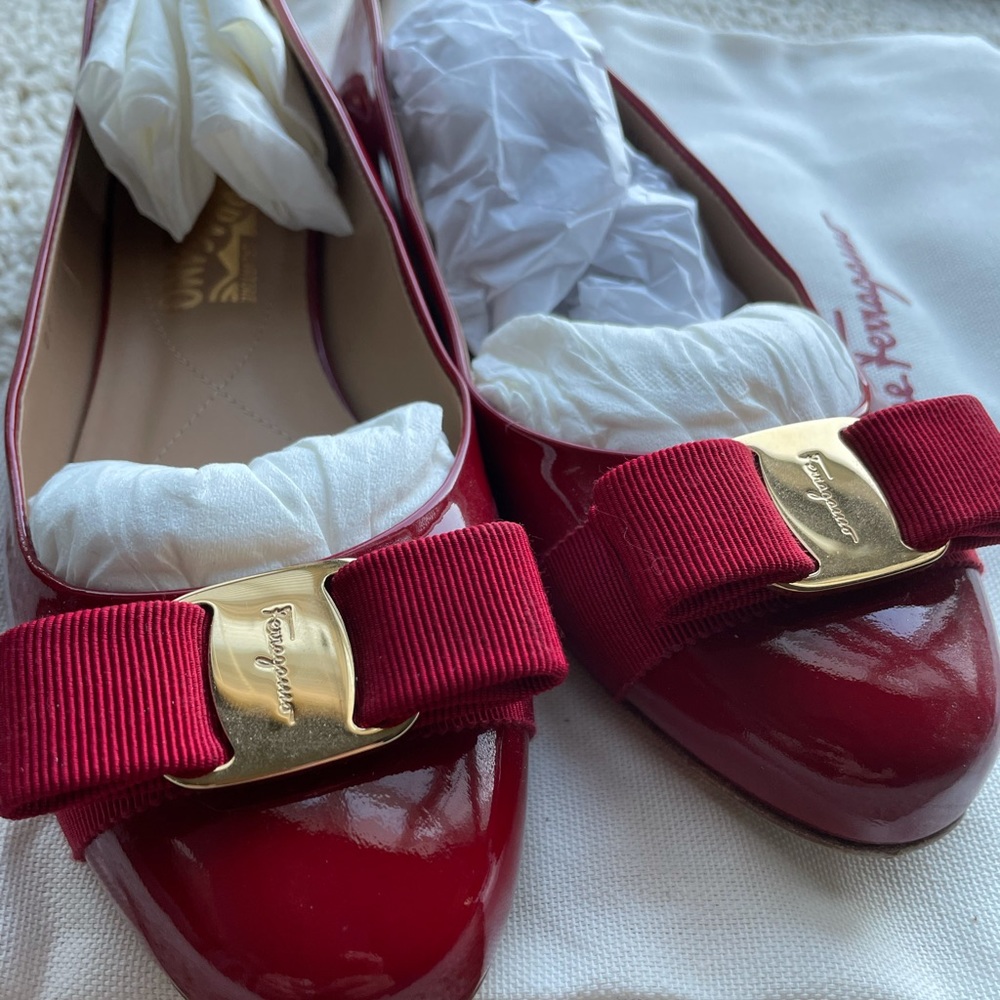 Ferragamo Varina Patent Calf Ballet Flats